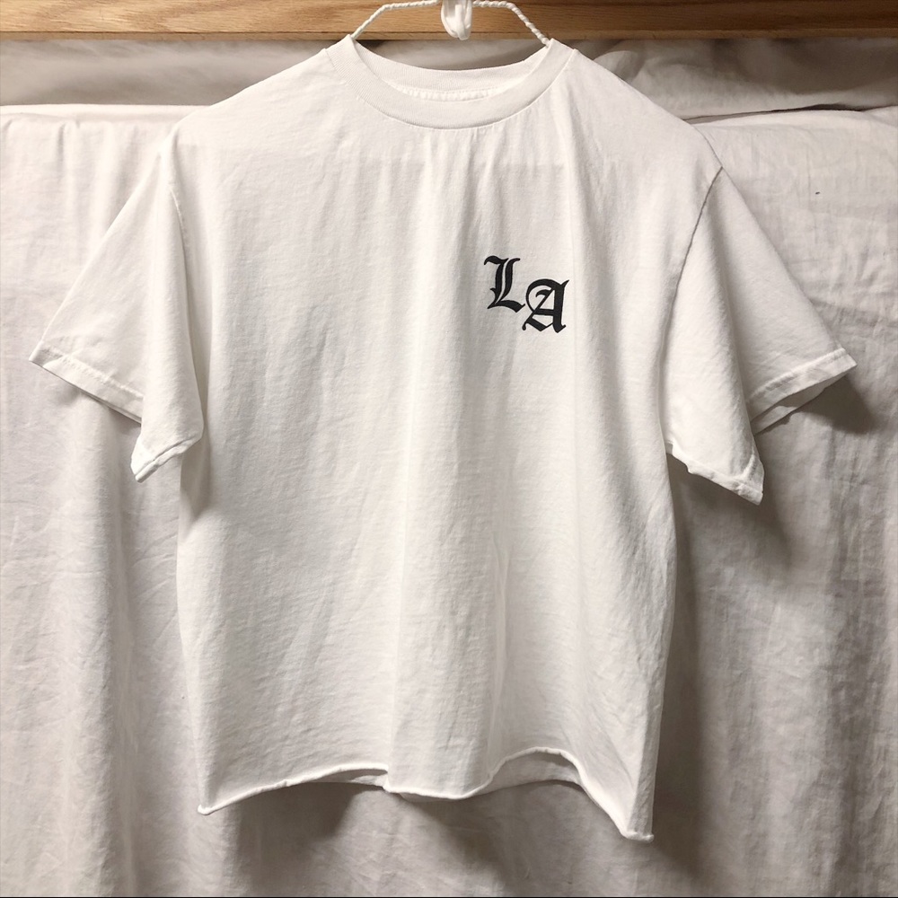 NWOT Made in LA Aleena White Black Graphic Tee - Picture 1 of 8